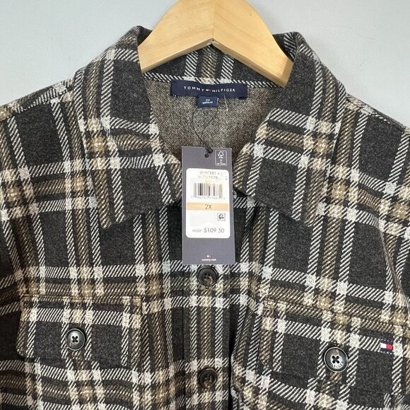 Tommy Hilfiger Women's Plaid Shacket Size 2X Flannel Long Sleeve Lined NWT - Picture 2 of 13